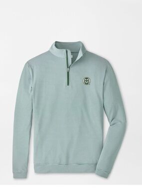 Peter Millar Sz L Colorado State Perth Sugar Stripe Performance Quarter-Zip EUC